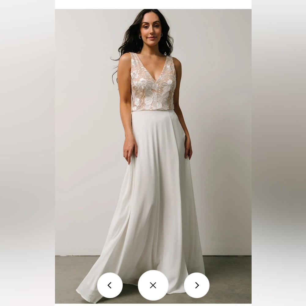 Kimber Applique Gown, white/nude